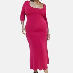 Tanuja Dior Vtg 90s Cherry Red Baddie Slinky Bodycon Midi Dress M